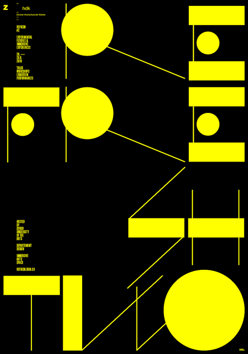 Animiertes Plakat für REFRESH #2 (2018) mit AR-Funktion [Artivive App]. Edition Kopenhagen – Zürich.