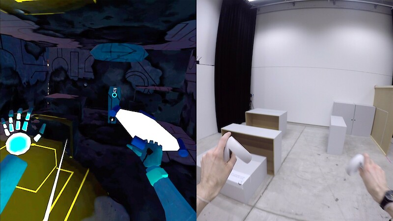 «Virtual Real Rooms» beschäftigt sich mit Interaktionsmechaniken und Präsenzerfahrung in VR.